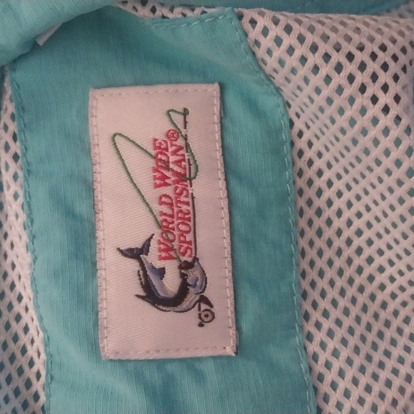 World Wide Sportsman Bass Pro Shop Blue Women’s Fishing Roll Sleeve Shirt Size M - Picture 6 of 9